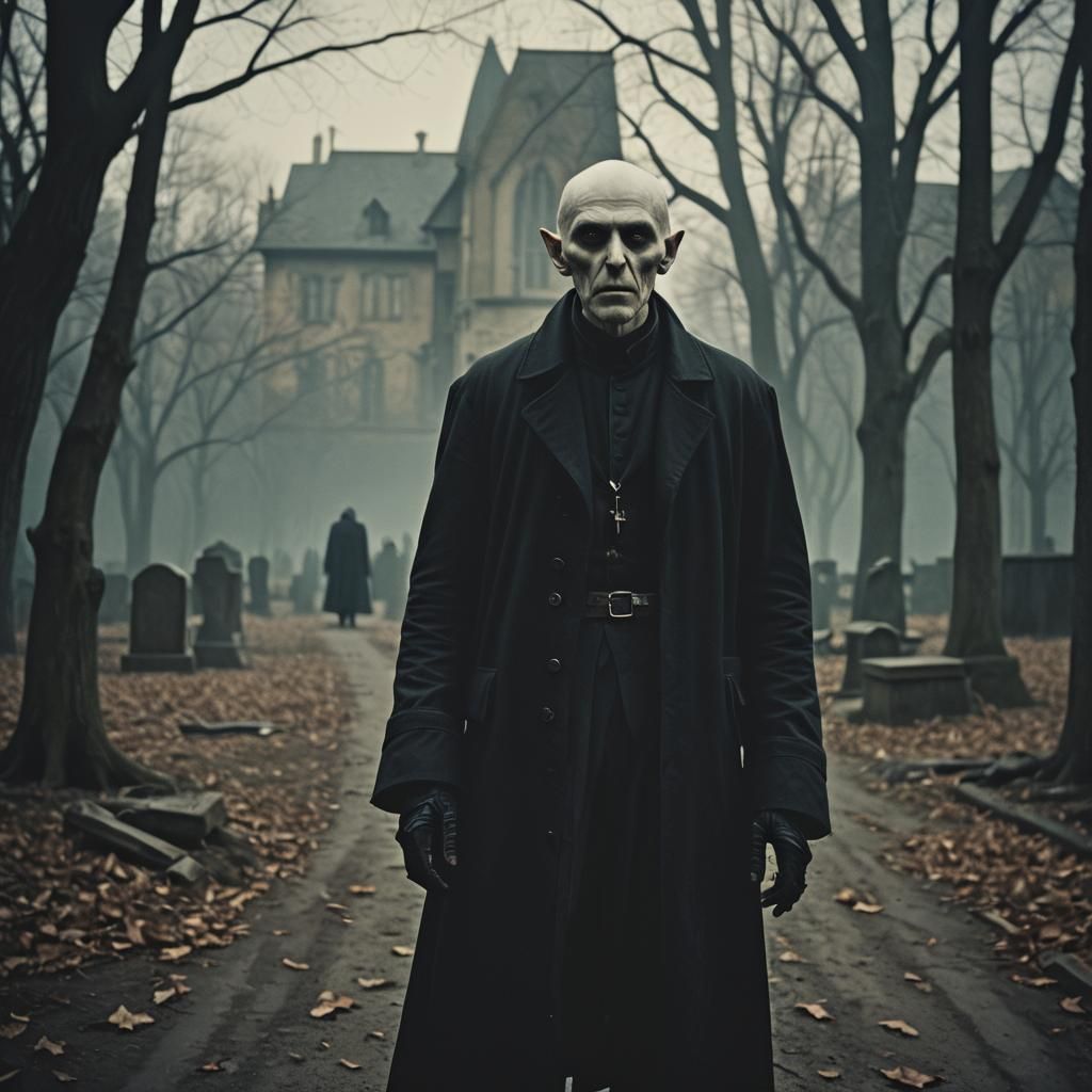 Dramatic Gothic Nosferatu Cinematic Film Still