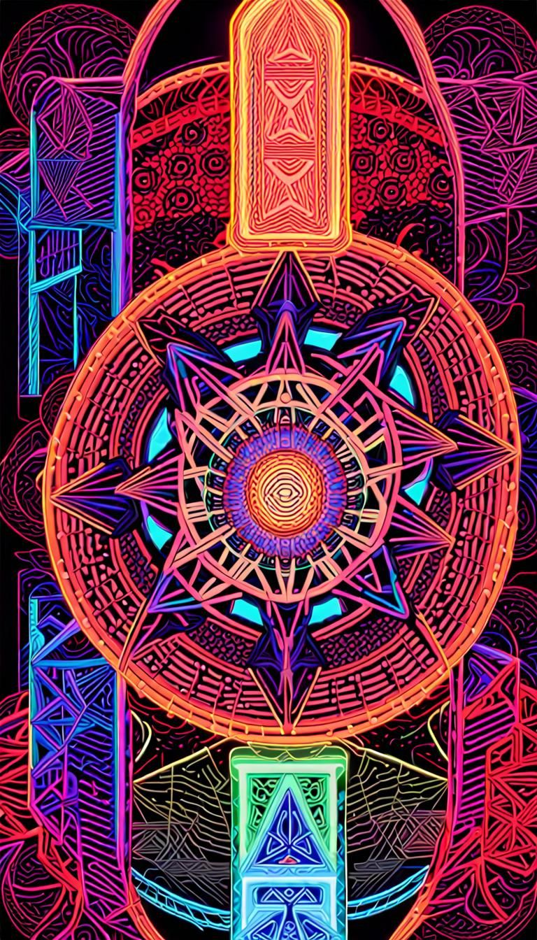 Sacred Geometric Mandala in Art Deco Style