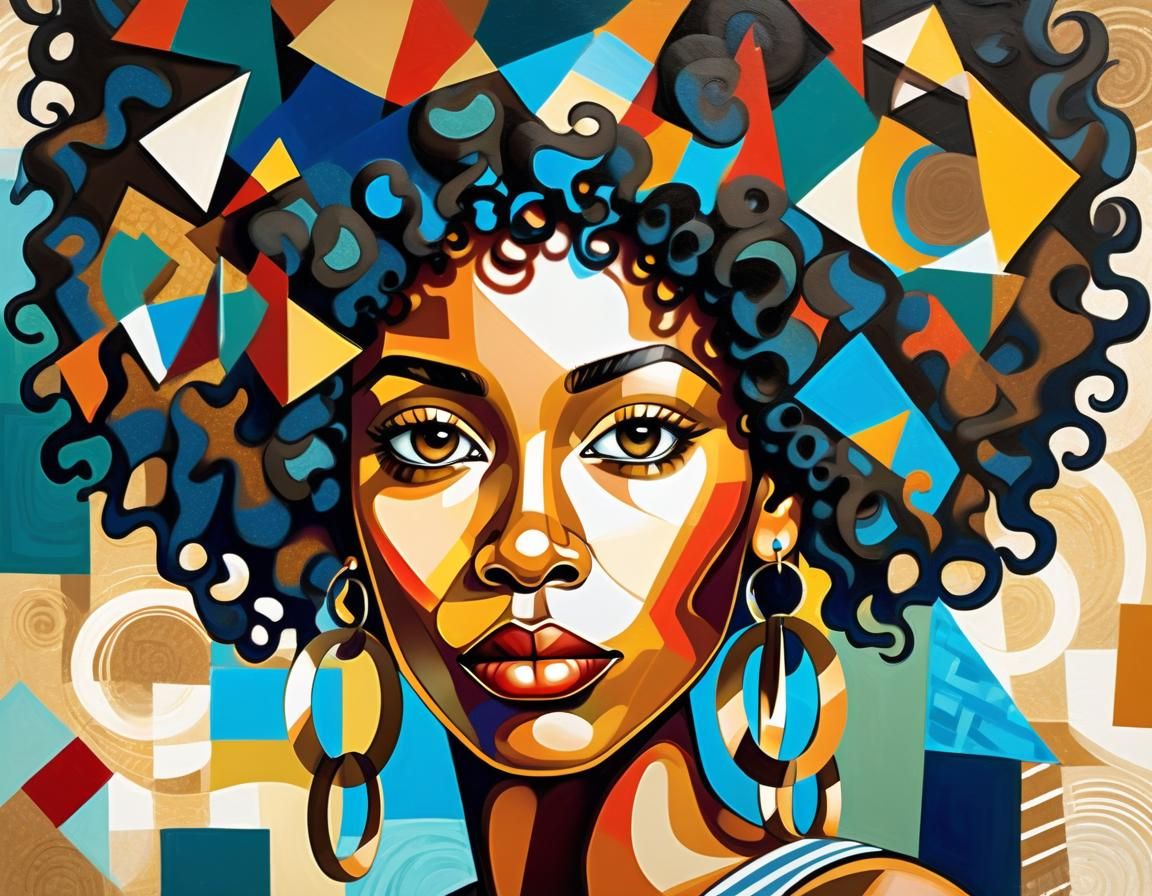 Stylized Portrait Merging Cubism, Expressionism, and Baroque