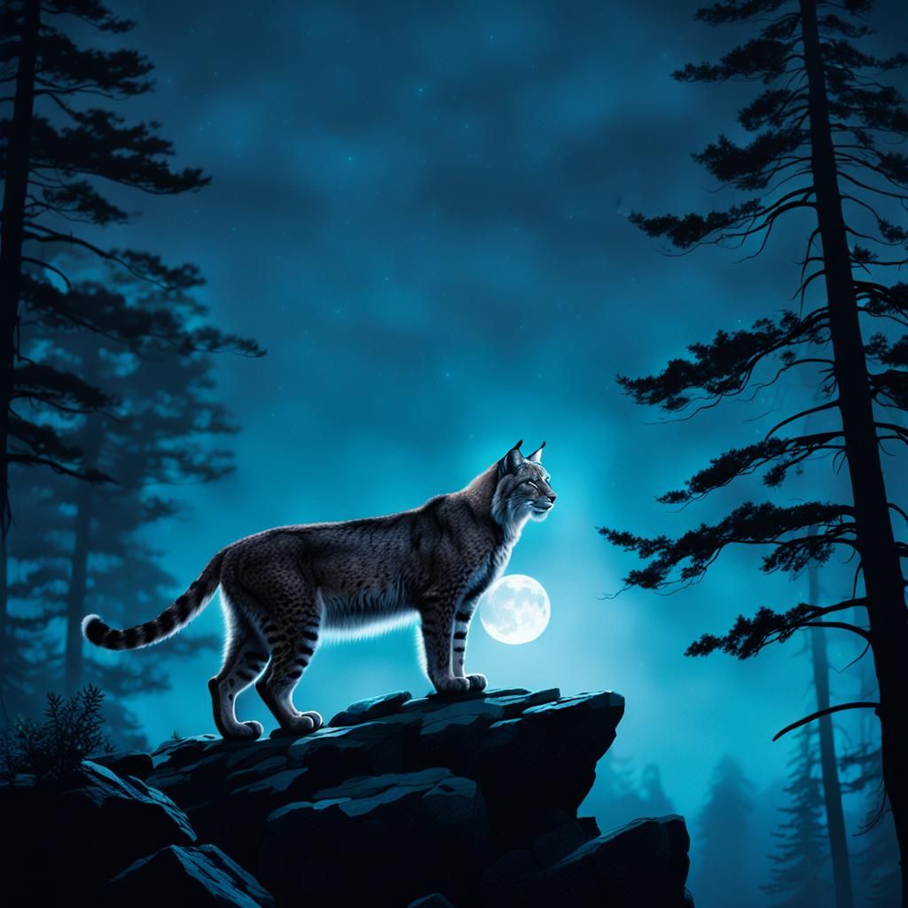 Ethereal Lynx Hero Stands Tall in Moody, Film Noir-Inspired...