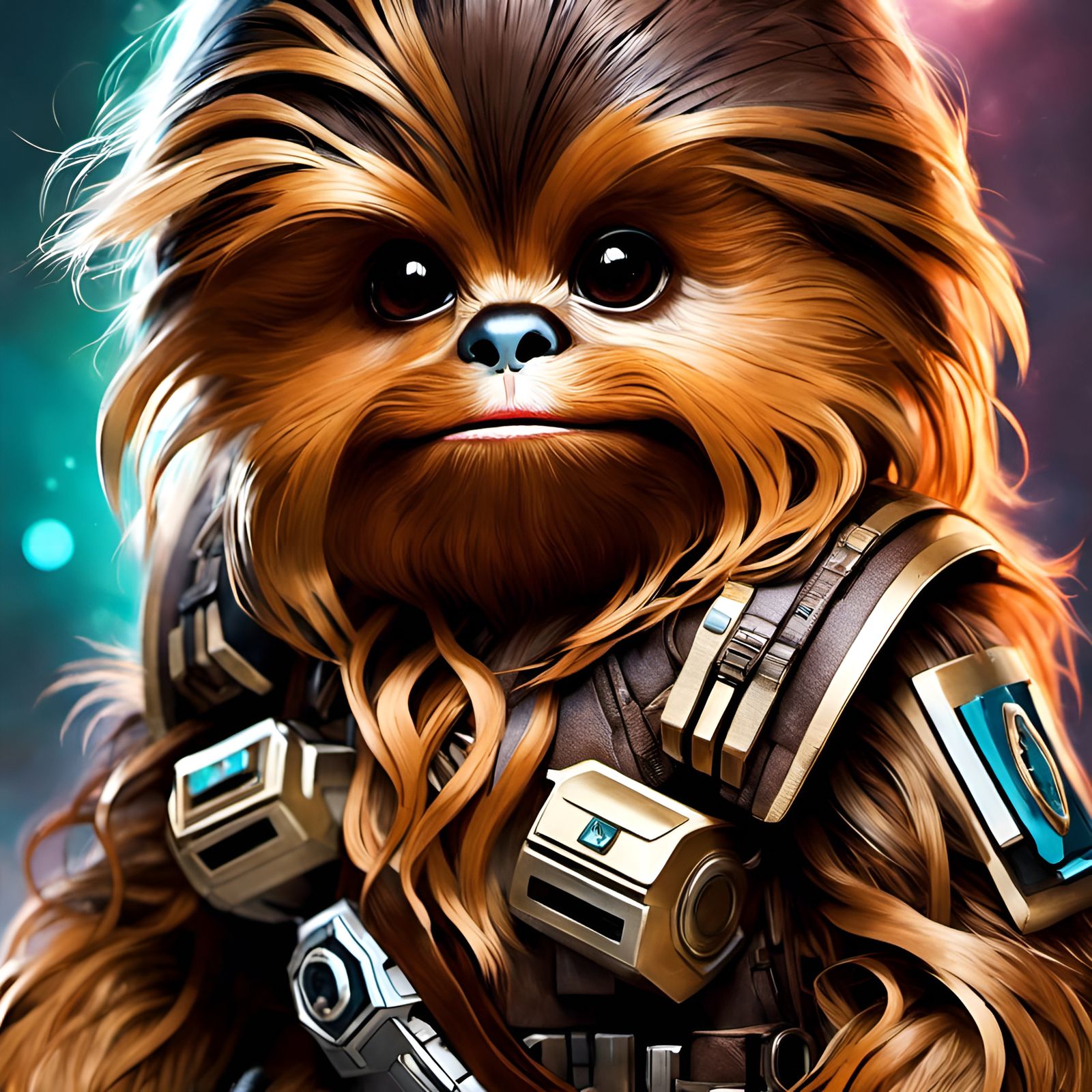 Adorable Baby Chewbacca Portrait in Whimsical Style