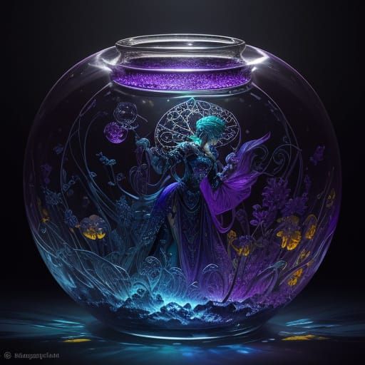 Glowing Glass Vessels in Art Nouveau Style