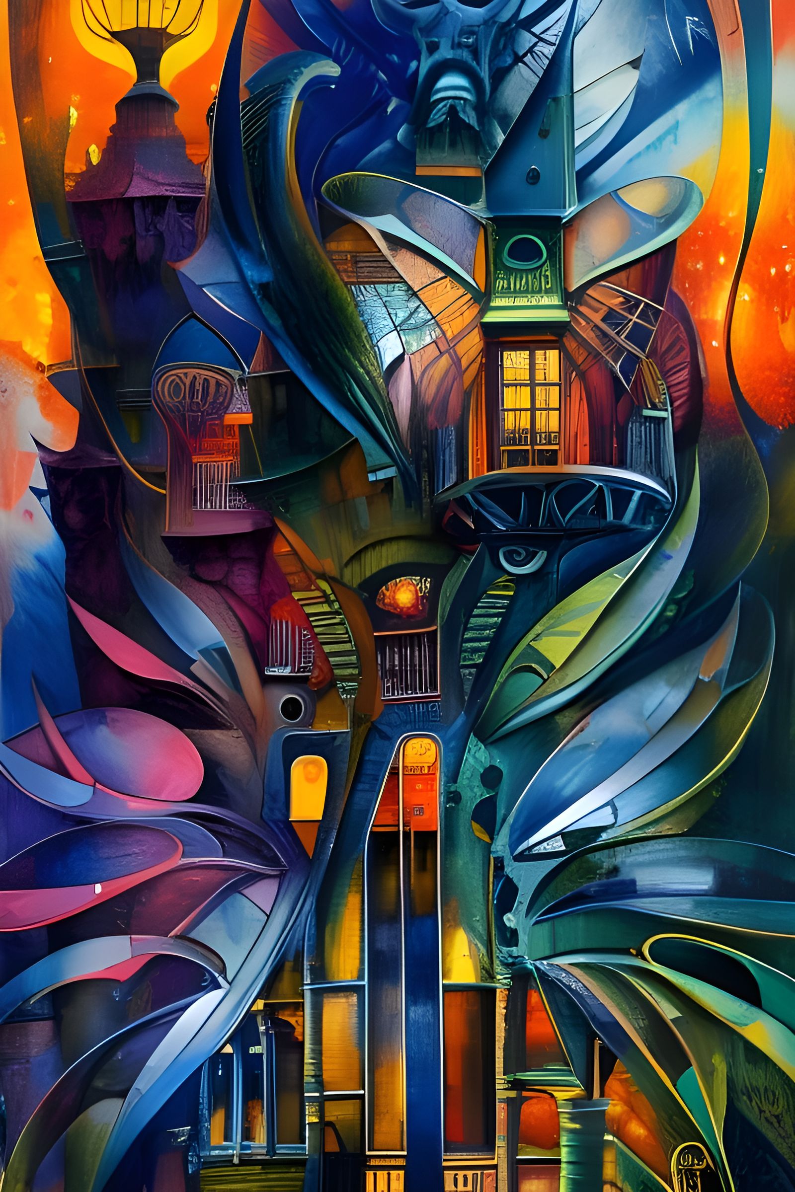 Sinister House of Science in Noir Illustration