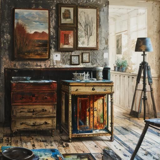 Abstract Encaustic Painting