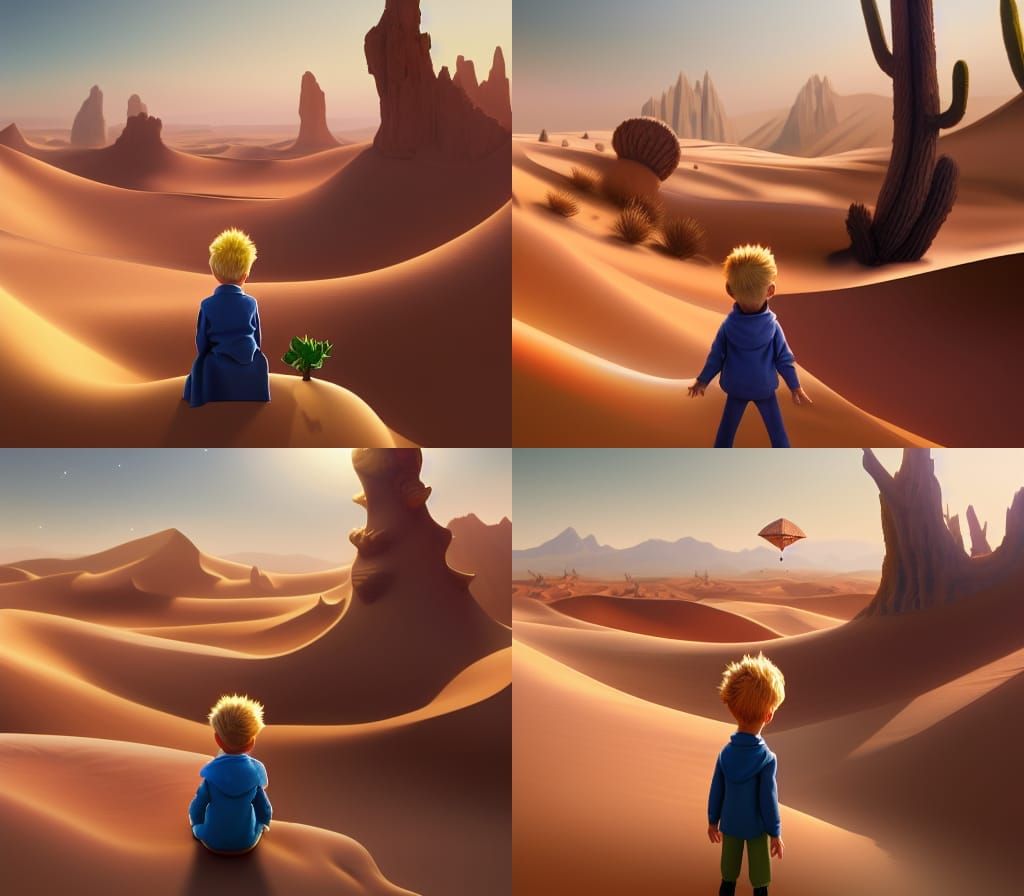 The Little Prince in the Desert, Photorealistic Art