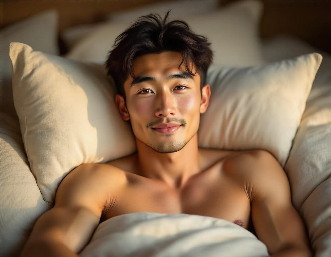 Intimate Portrait of a Handsome Mongolian Man