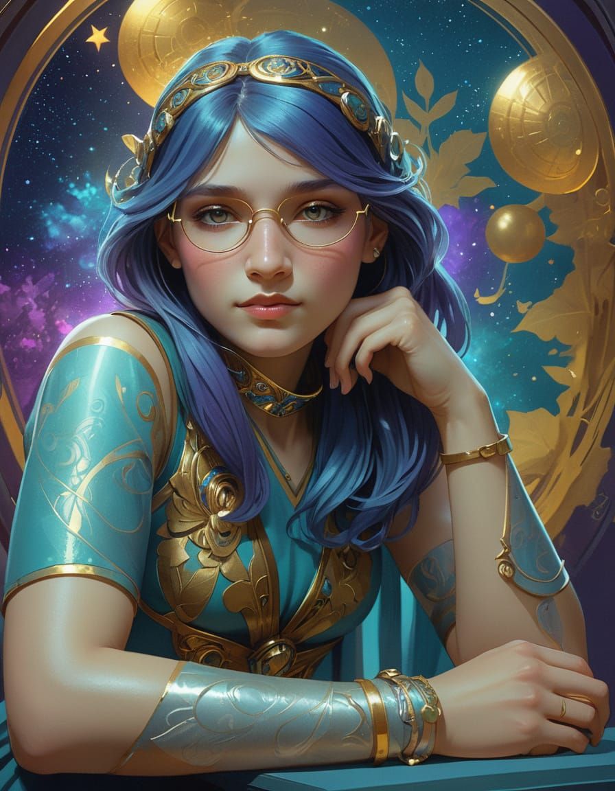 Ethereal Librarians Serve Cosmic Teas in Art Nouveau