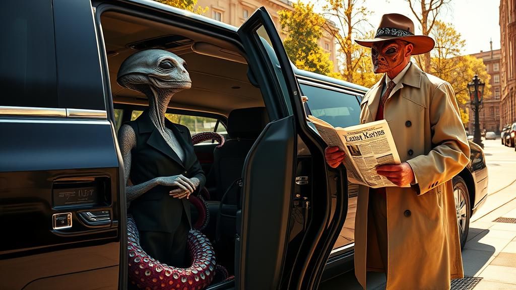 Alien Steps Out of Tentacled Limo