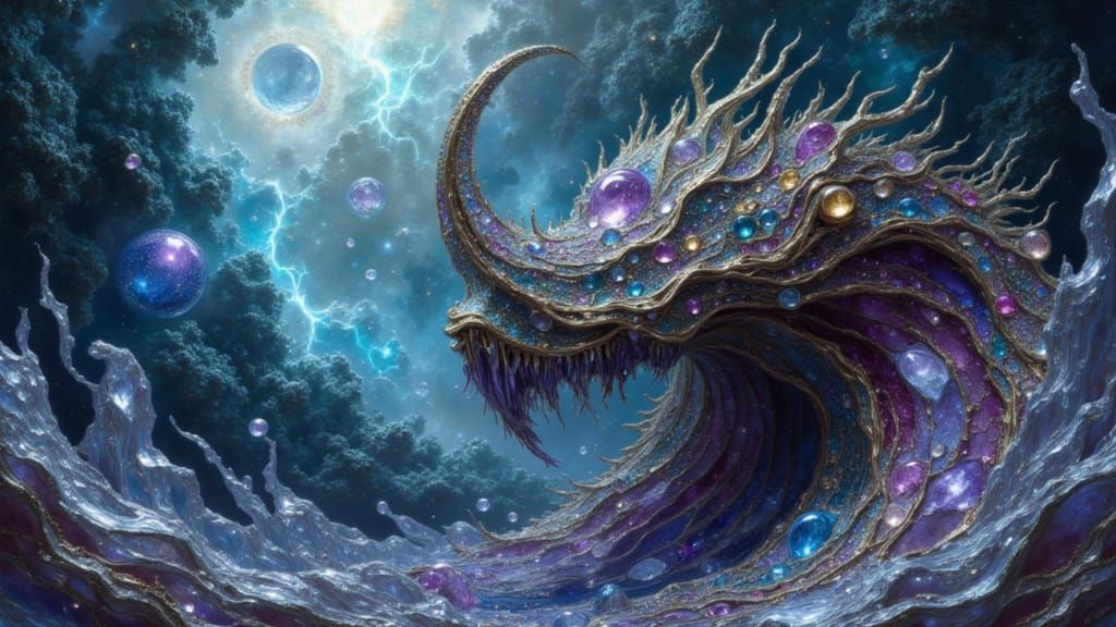 Abstract Digital Art with Ink and Silk Textures