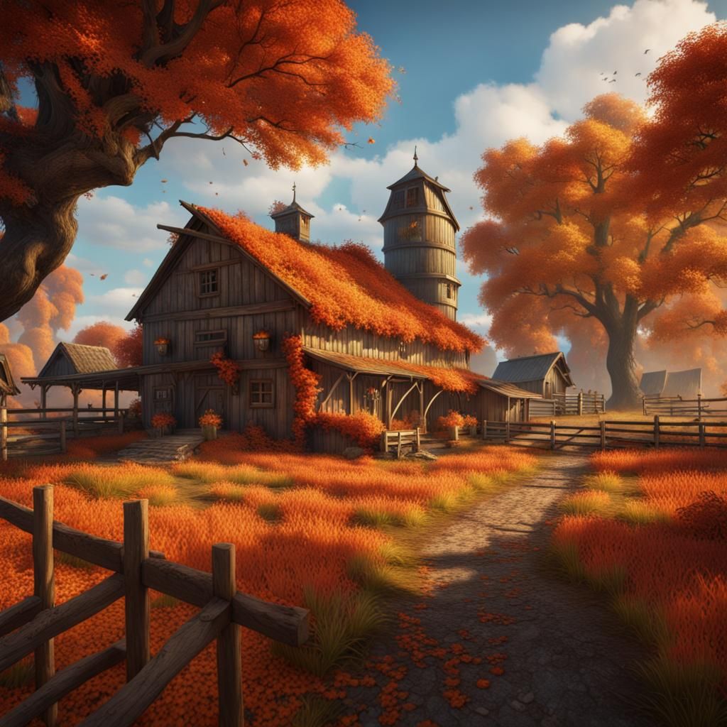 Fantastical Autumn Farm in Deep Color