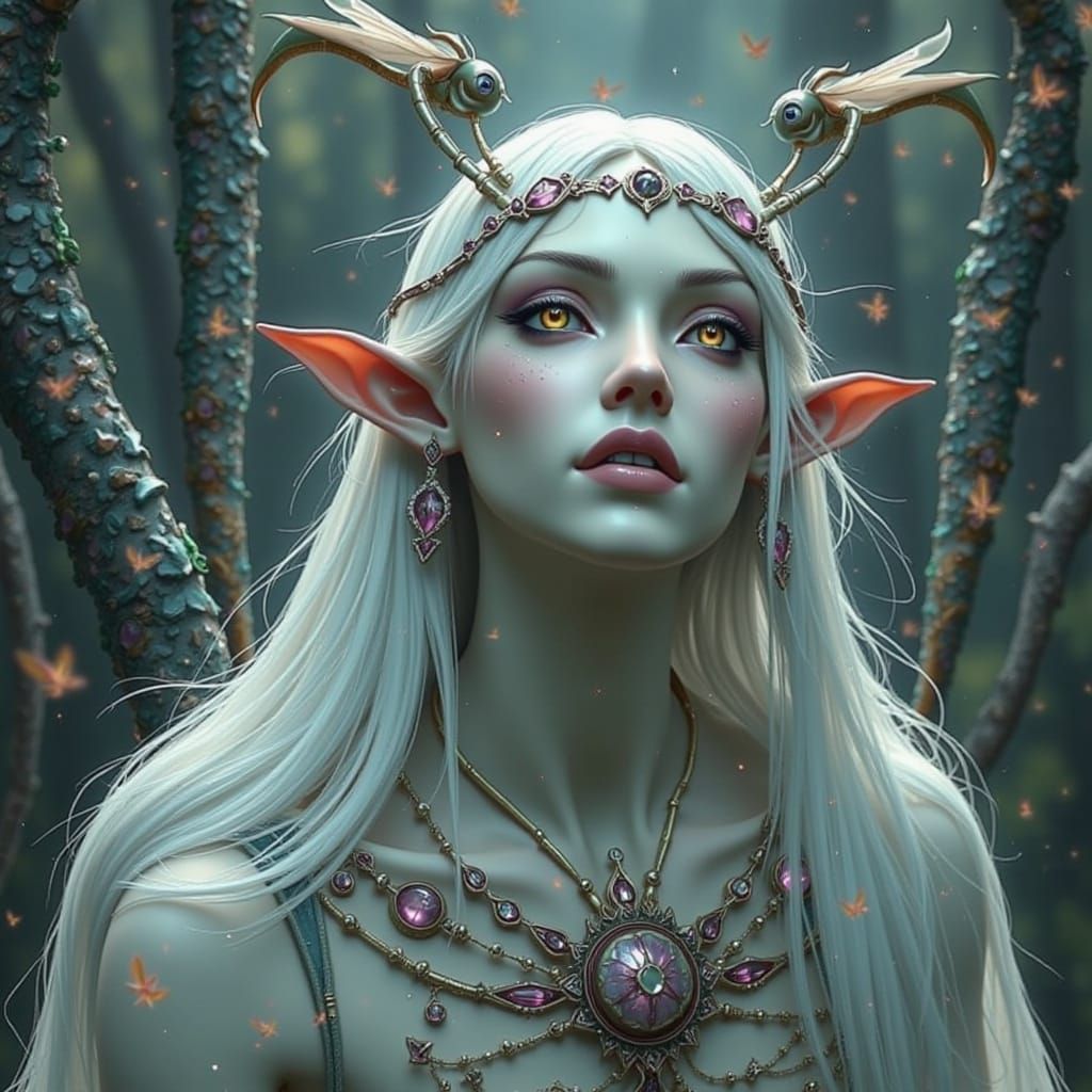 Albino Elf in Lost City - Dark Fantasy Concept Art