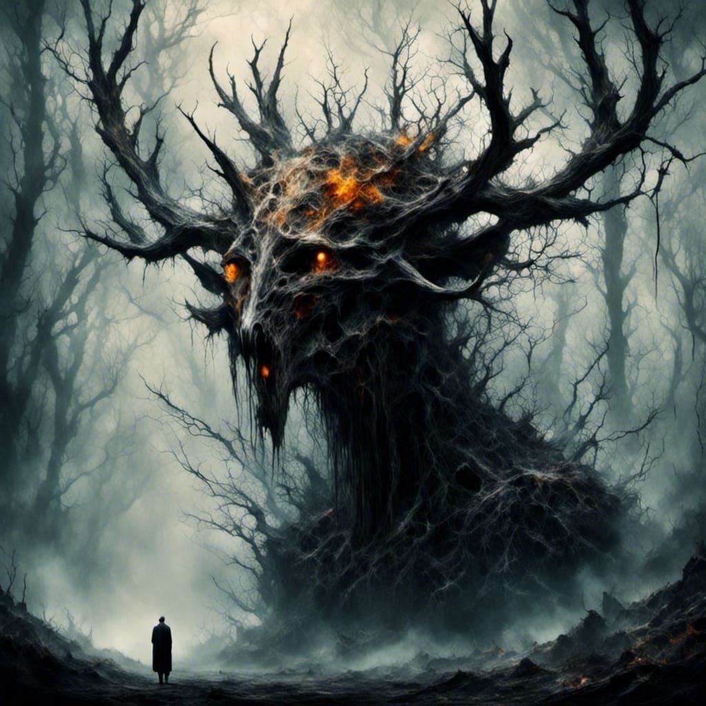 Wendigo Stalks a Dark Ancient Forest