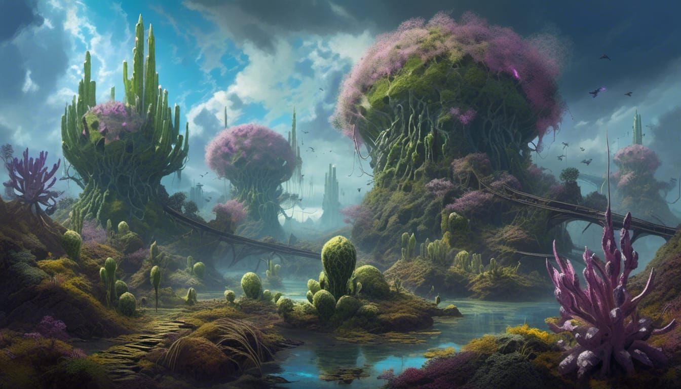 Biomechanical Plant Kaiju in Abandoned City