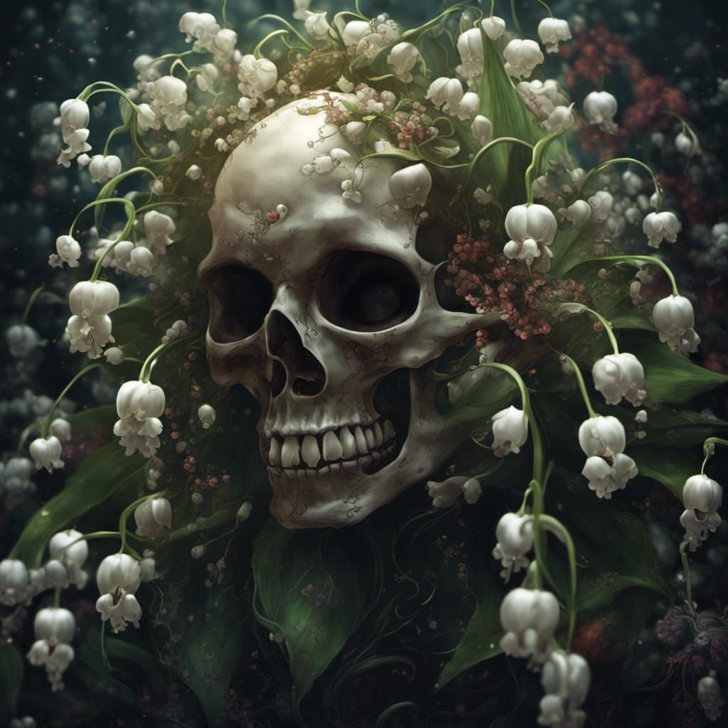 Macabre Lily of the Valley Skull: Anime Art