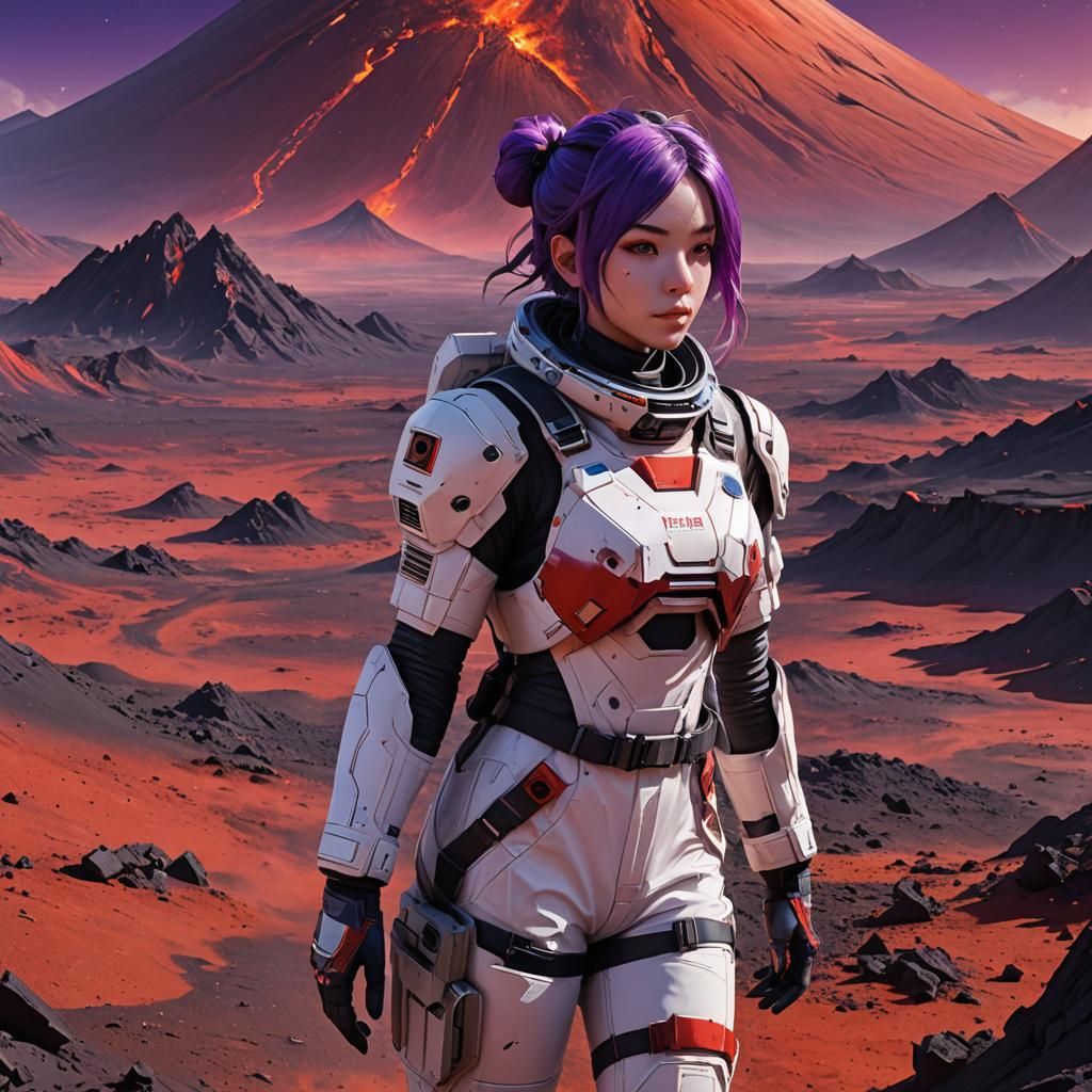 Girl in Space Suit on Mars: Anime Style