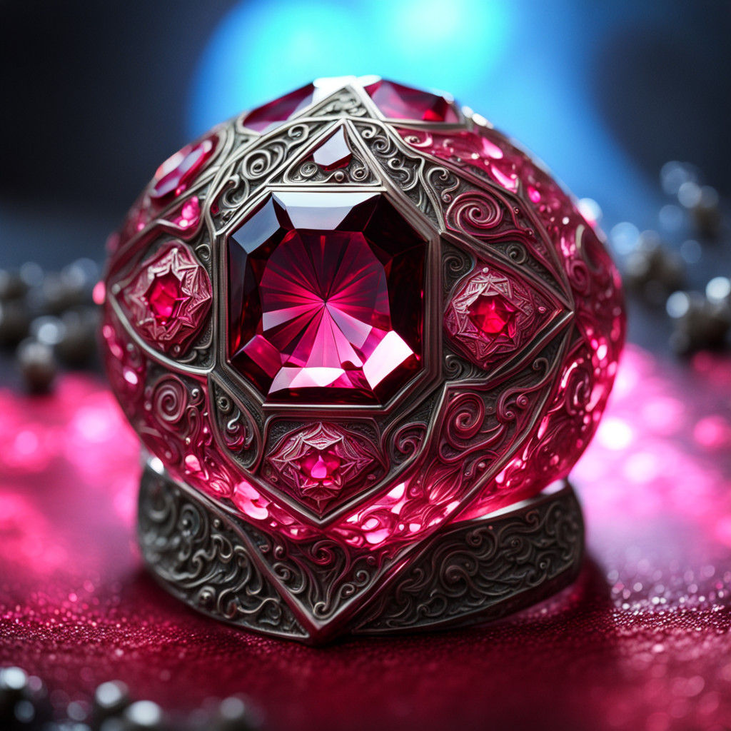 Magical Engraved Gem Still Life in Vibrant Colors