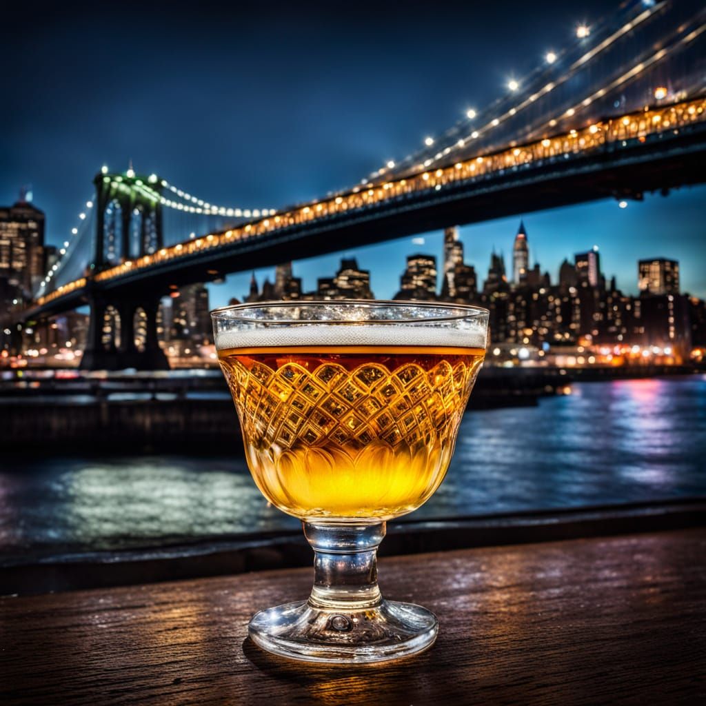 Stinger Cocktail in 1920s New York, Night Skyline