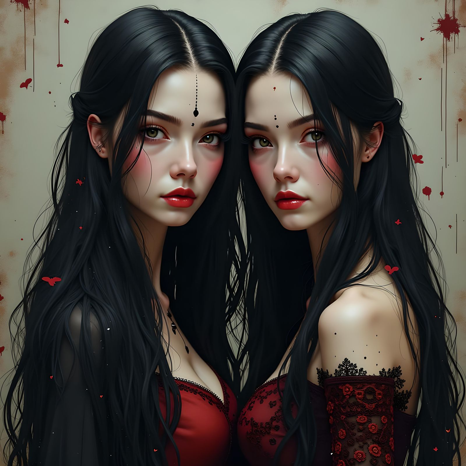 Two Women: Widow and Mistress, Detailed Digital Painting