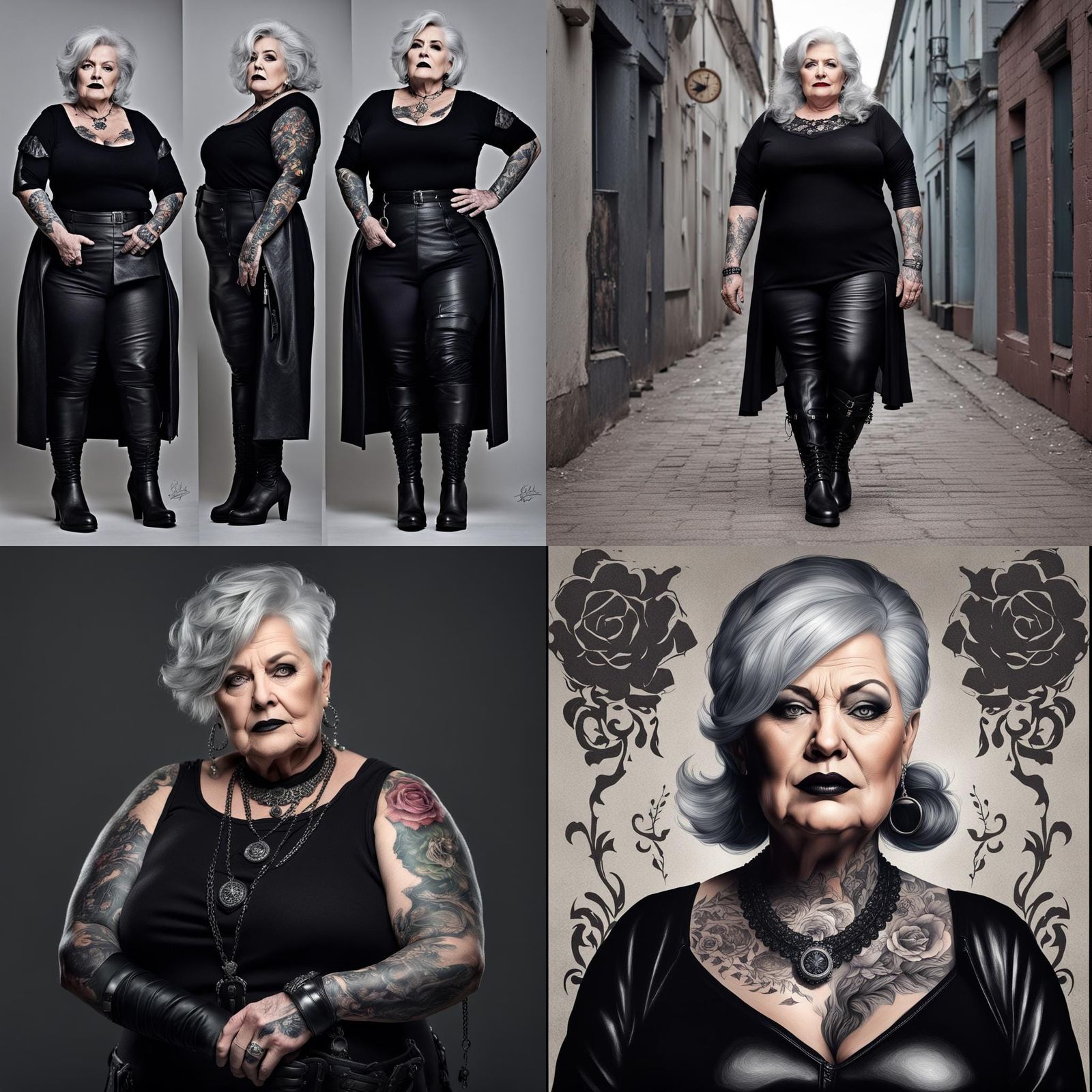 Photorealistic Gothic Woman with Tattoo Sleeve