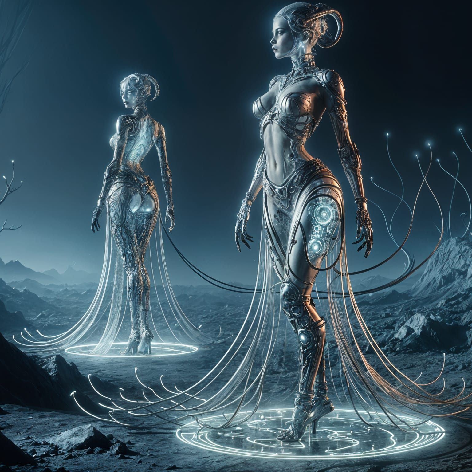Enchanting Alien Demon in Cyberpunk Elegance
