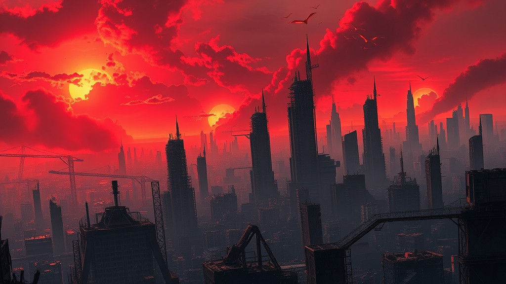 Apocalyptic Metropolis in Ruins: Digital Matte Painting