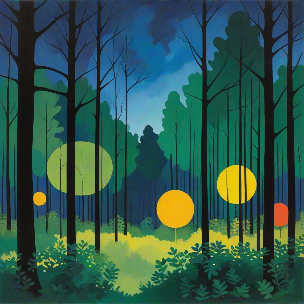 Ellsworth Kelly Style Night Forest Landscape
