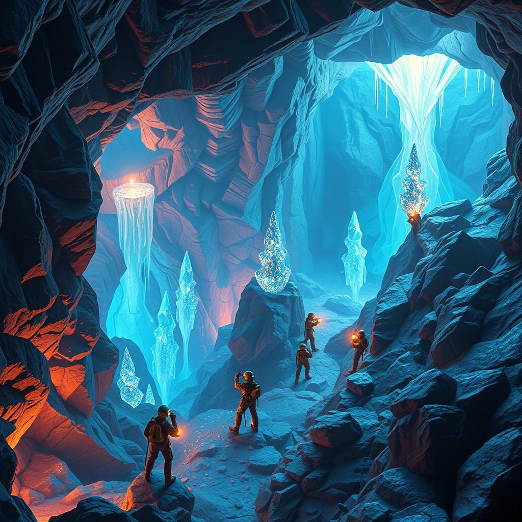 Ancient Crystal Caverns Unveiled in Ethereal Light