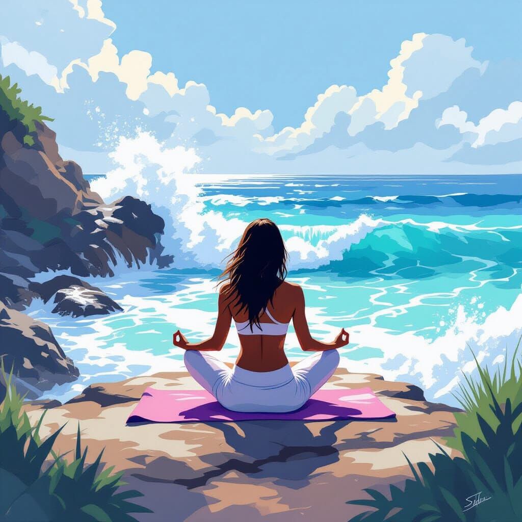 Serene Yoga by the Sparkling Sea