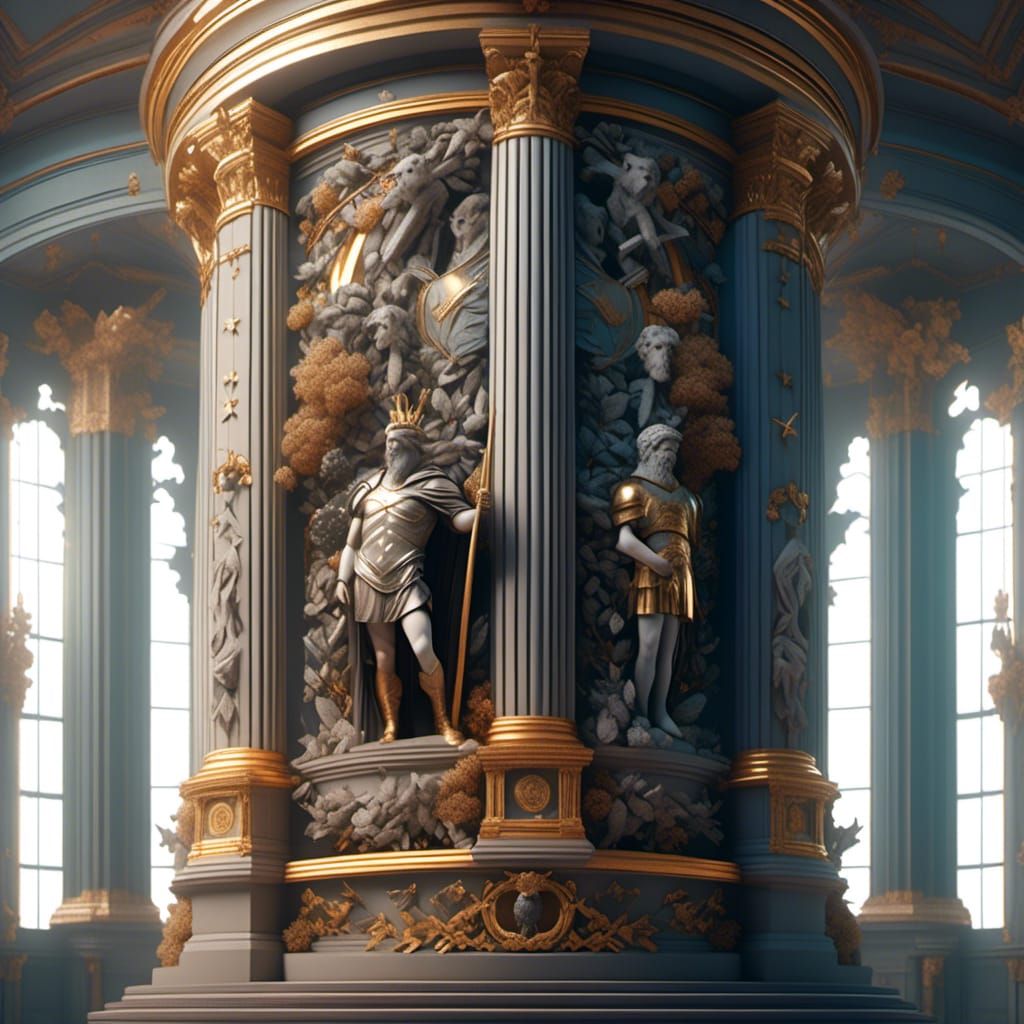 Ornate Roman Column Coat of Arms in 8K