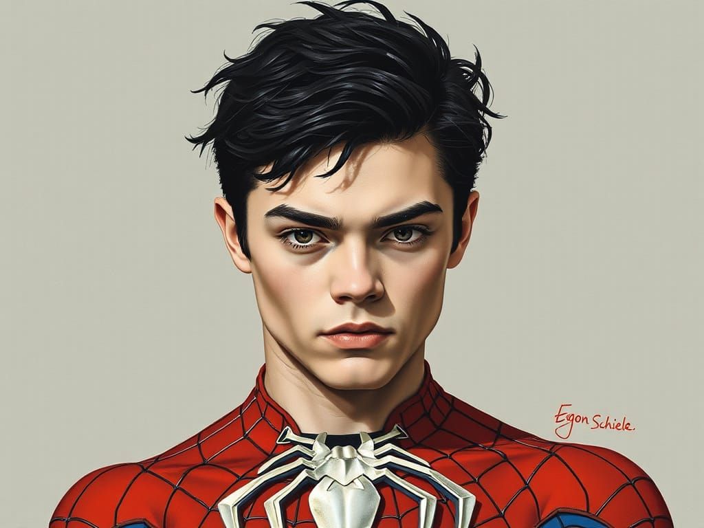 Spider-Man in Egon Schiele Style