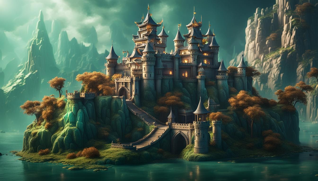 Miniature Jade Castle: Detailed Matte Painting