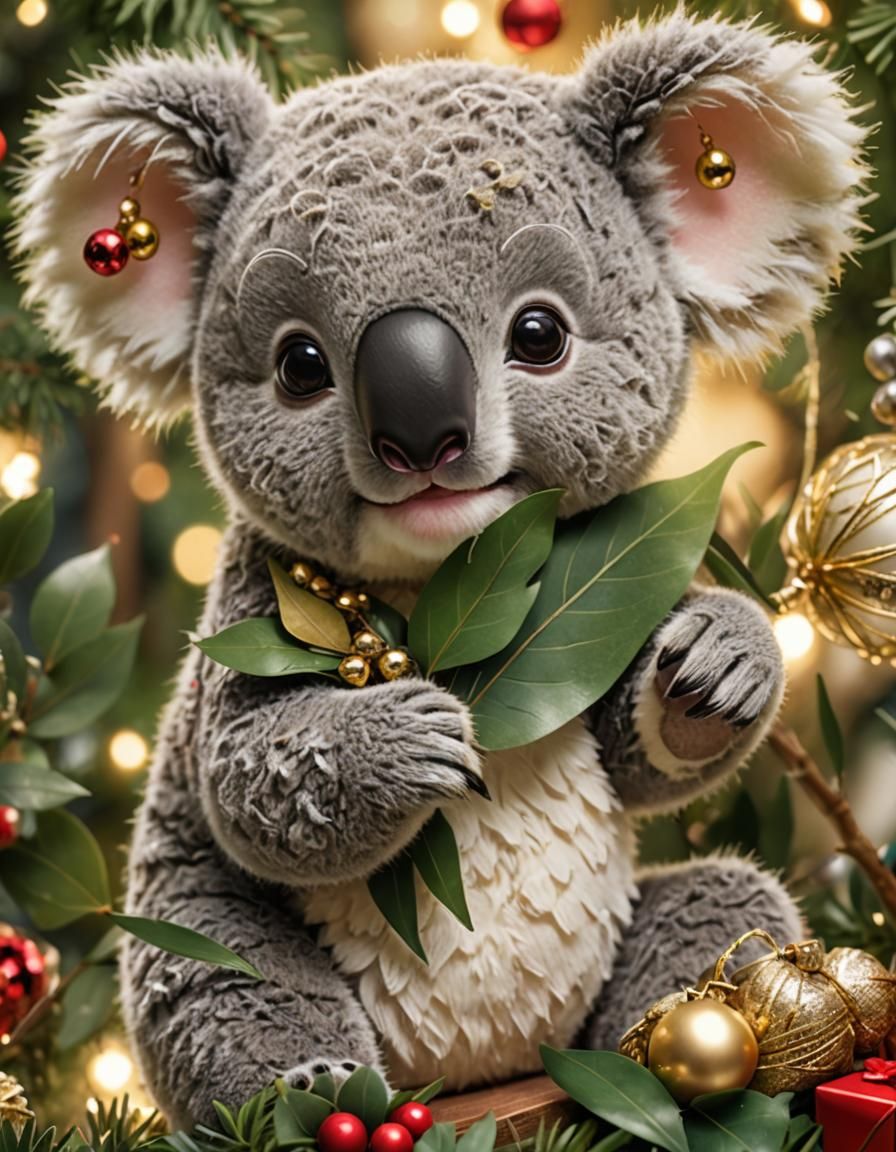 Adorable Christmas Koala in Chibi Style