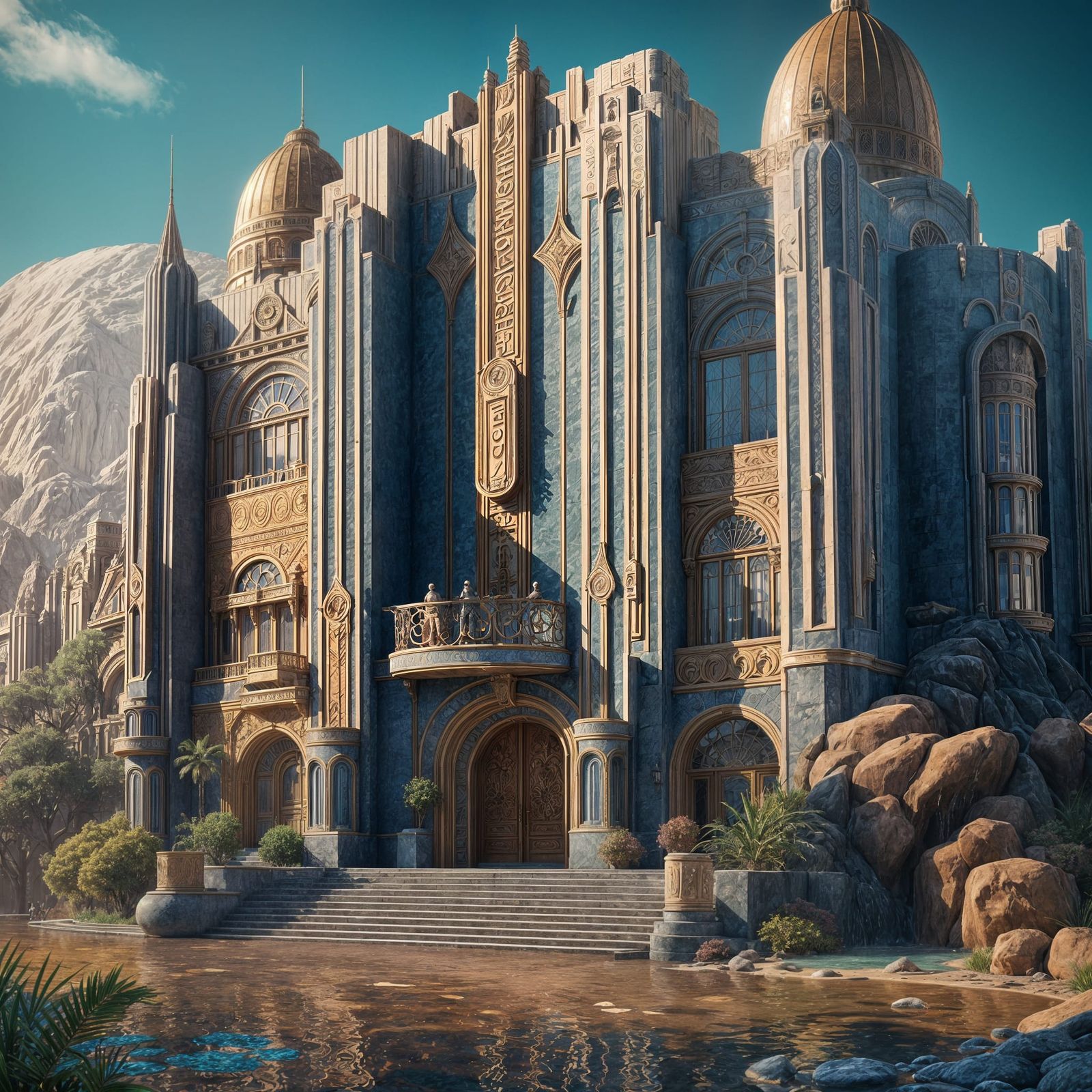 Art Deco Architecture in Detailed Digital Painting