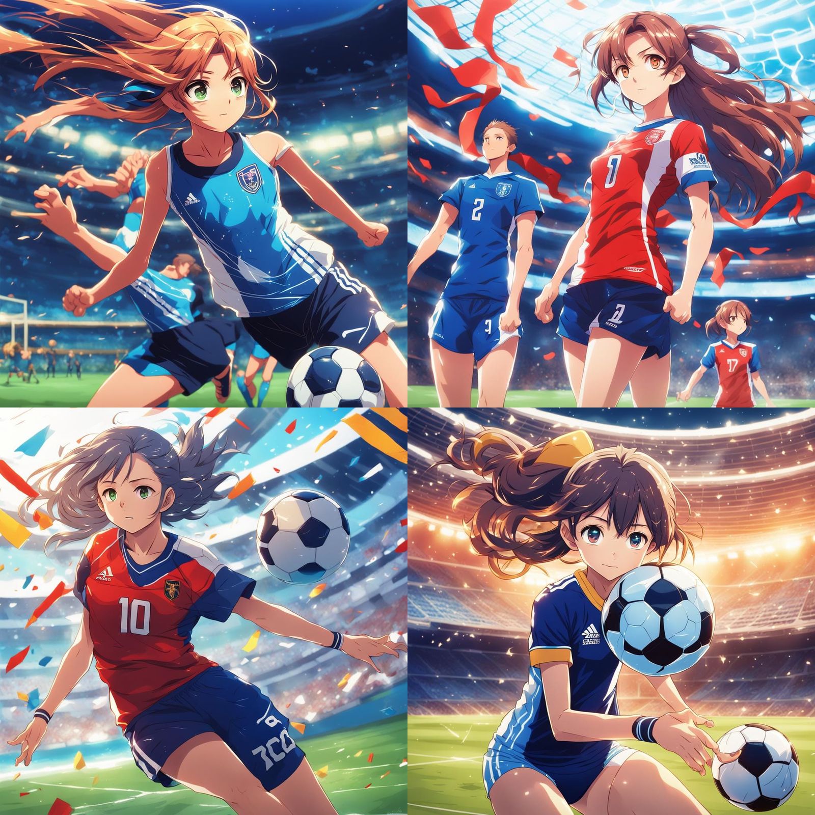 Anime Soccer Player in Swimsuit: Studio Trigger Style