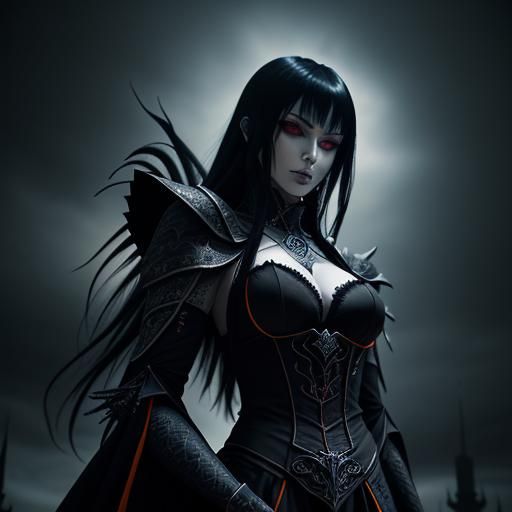Anime Vampire in Dark Fantasy Armor