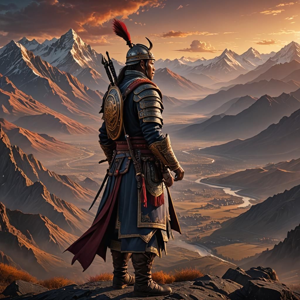 Mongol Warrior at Sunset: Fantasy Concept Art