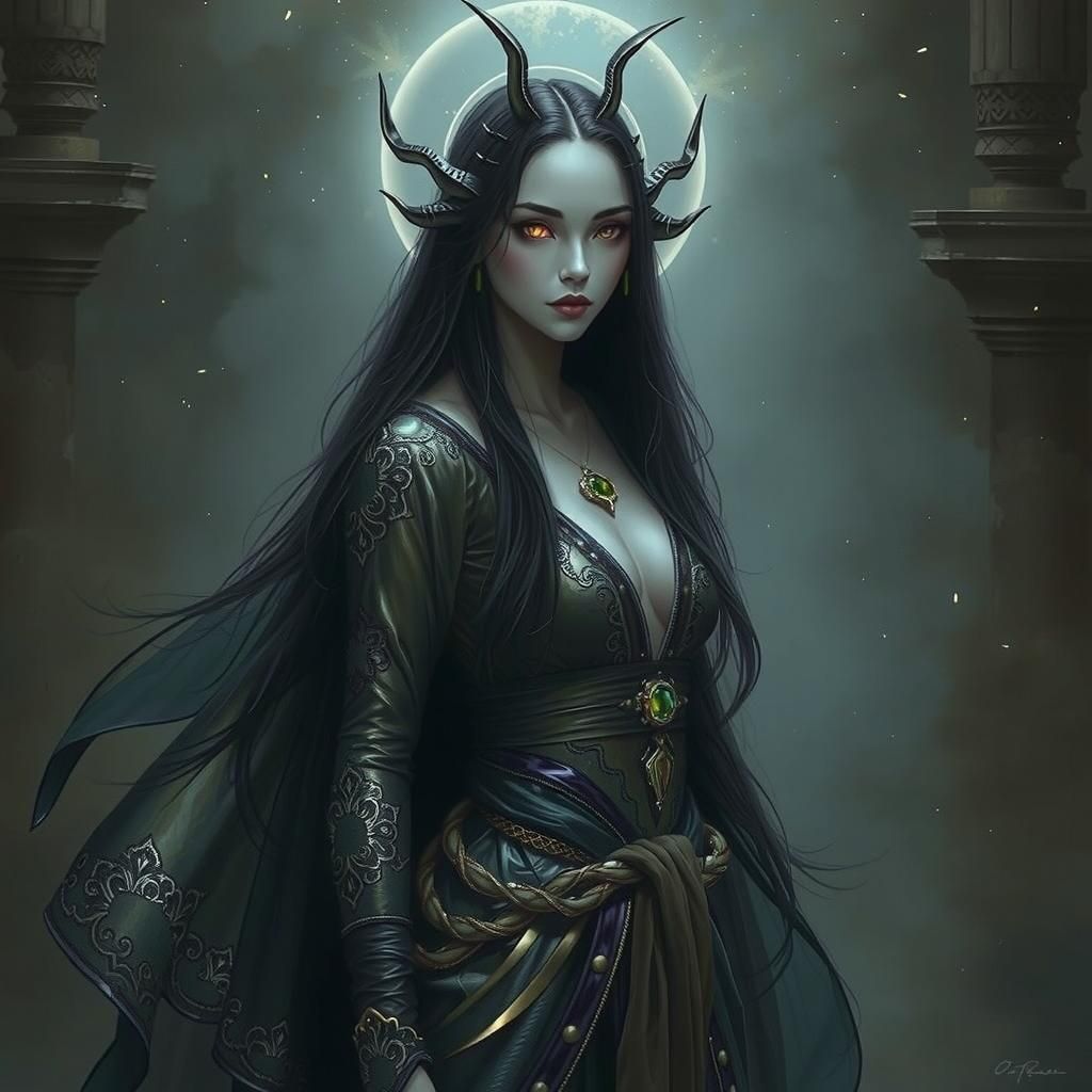 Serpentine Goddess in Divine Light, Klimt-Inspired