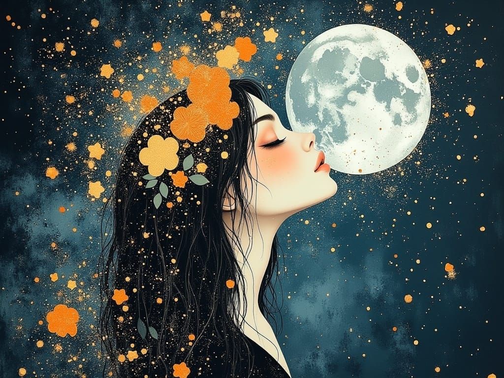 Mystical Woman in a Whimsical Floral Halo