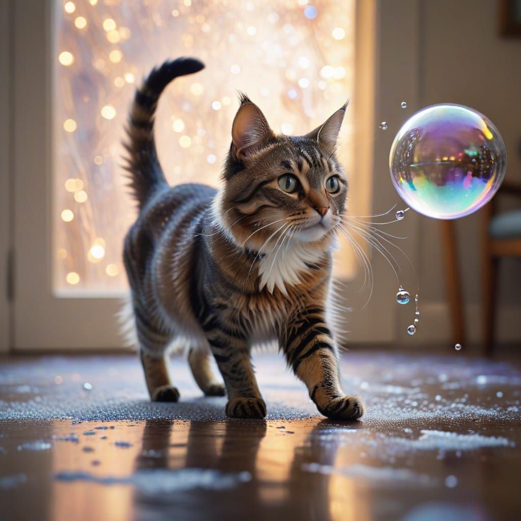 Whimsical Feline Captured in Shimmering Macro Photography
