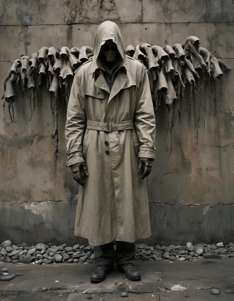 Surreal Creature in Abandoned Alley, Inspired by Giger