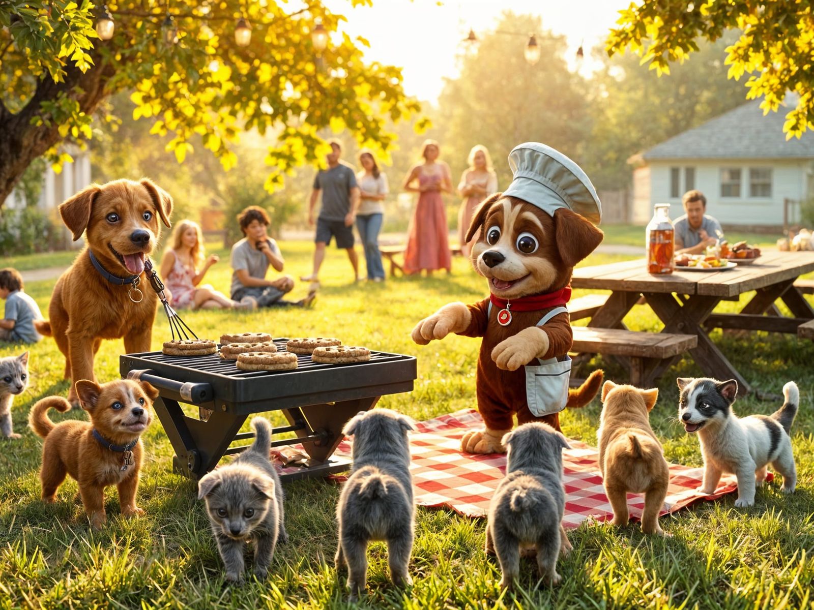Puppies and Kittens Cookout in Pixar Style