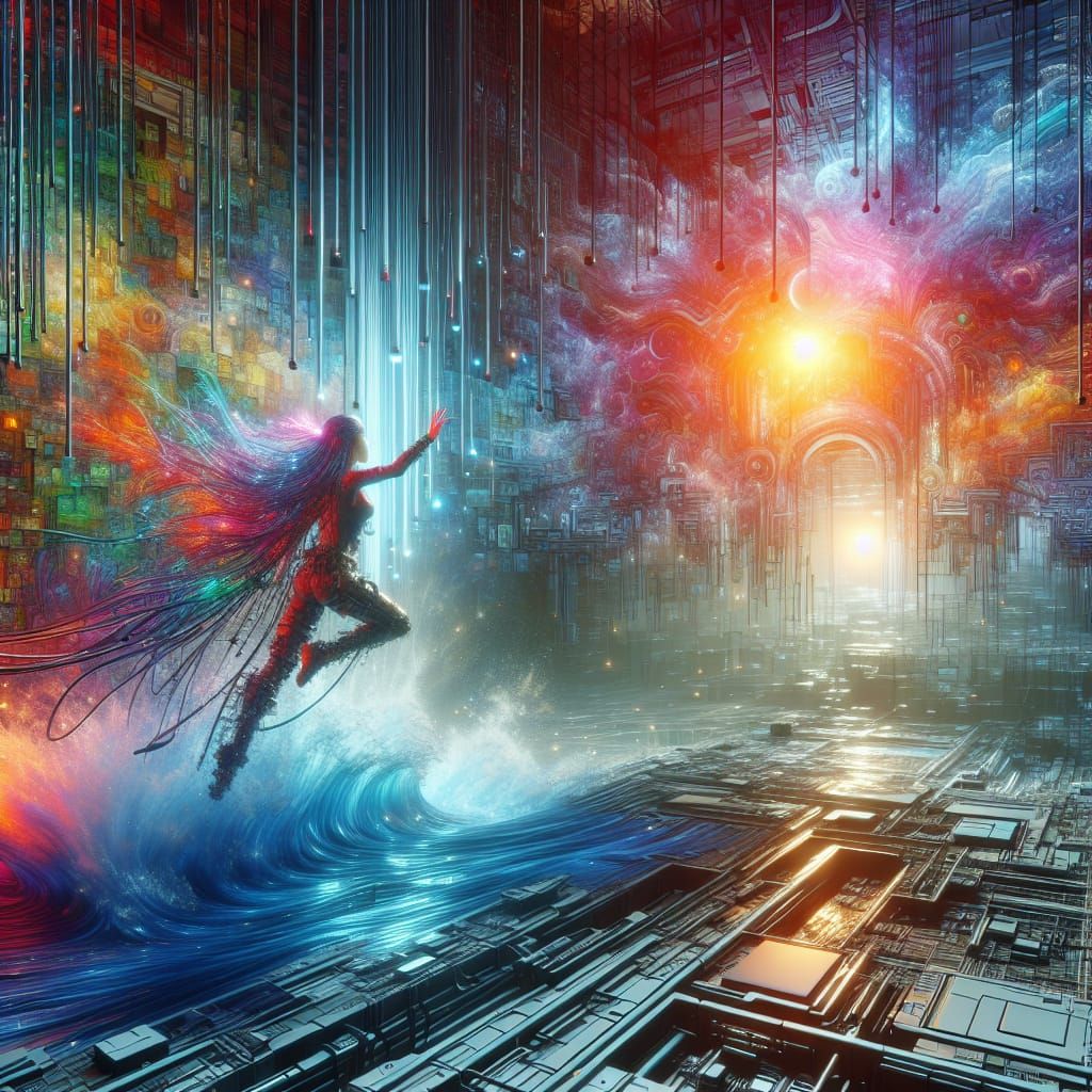 Cyberpunk Girl Breaks Free: High-Resolution Matte Painting