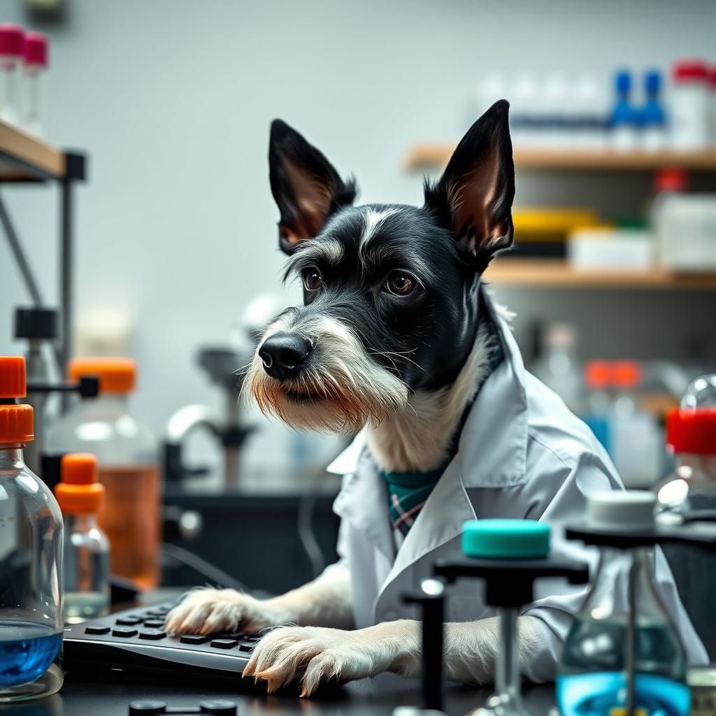 Canine Scientist in Lab Attire
