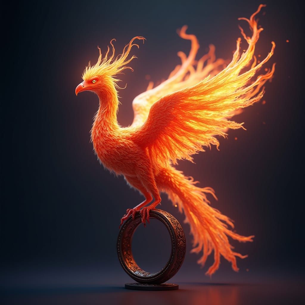 Flaming Avian Creature Adorns Ancient Metal Ring