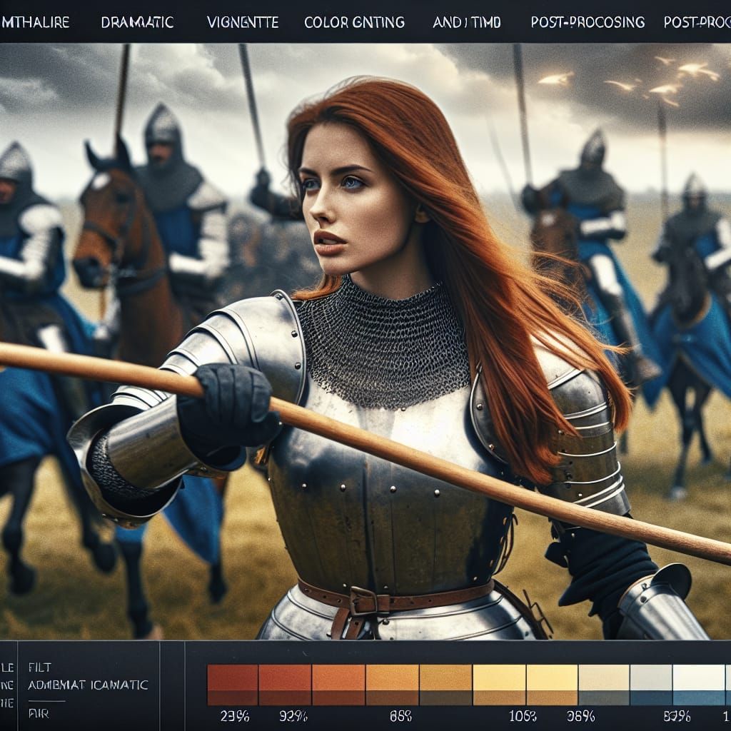 Young Woman Pike Defense During 100 Years' War