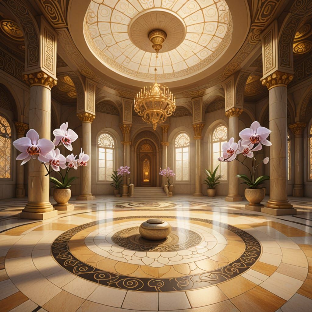 Ethereal Temple Interior in Surrealist Style