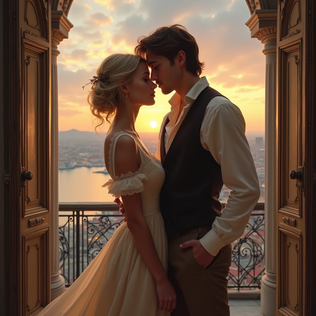 Romantic Couple in Sunset Glow