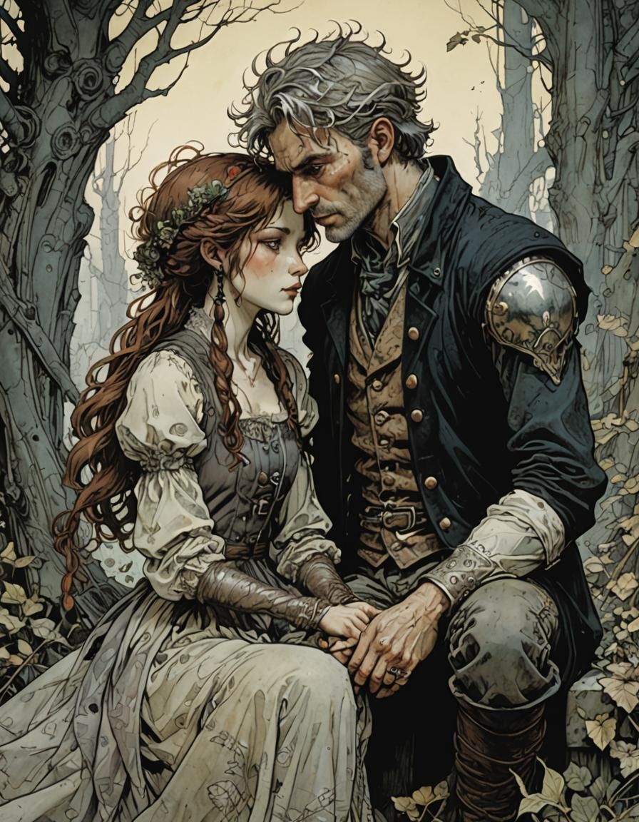 Emotional Broken Relationship Illustration in Fantasy Art St...