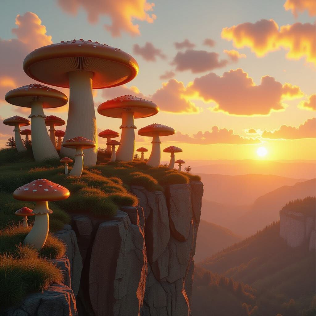 Mushroom Cliff at Sunset: A Romantic Landscape