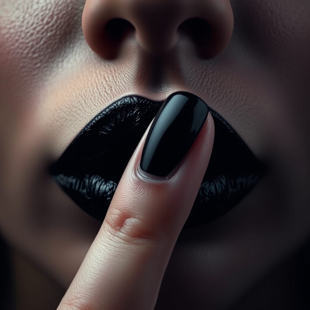 Dramatic Black Lips Shush in Moody Lighting